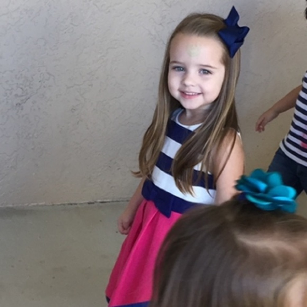 Janie and Jack Navy Striped and Pink Dress 2T